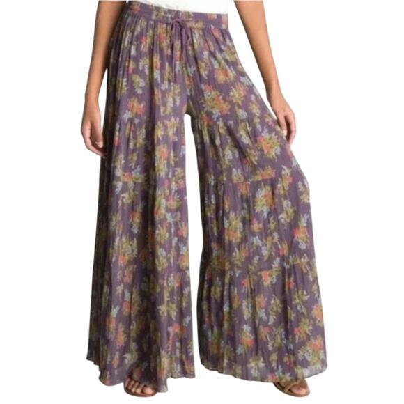 Free People Pants - Free People Floral Tiered Gauze Ultra Wide Leg Palazzo Pant